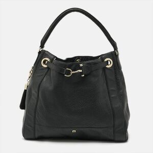 Aigner Cavallina Black Grained Leather Hobo